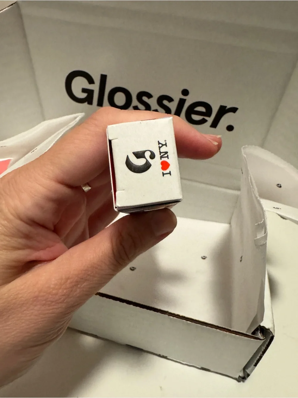 NIB GLOSSIER I Love NY Bundle: Apple Balm DotCom, Sticker Pack & Sheet, Keychain
